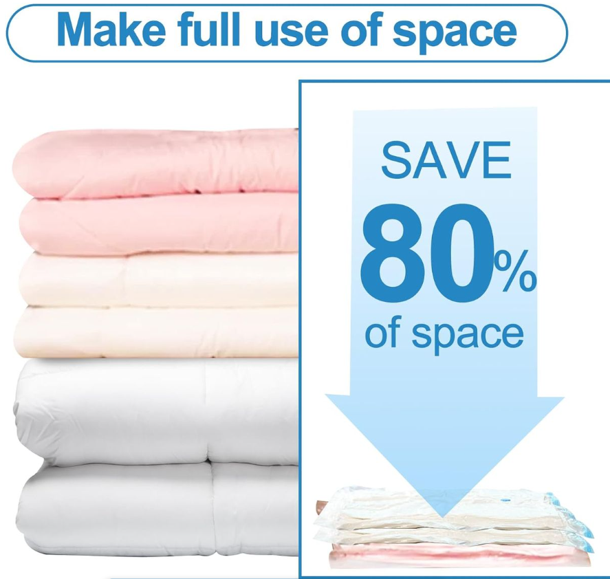 Jane Becker Premium 8-Piece Vacuum Storage Bag For Clothes Bedding Airtight