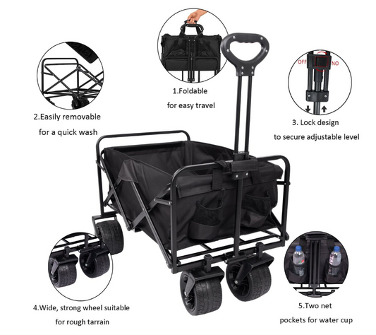 Jack Brown 90cm x 47cm Compact Folding Camping Cart Utility Wagon