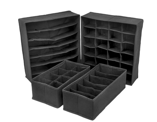 Jack Brown Drawer Organizers for Clothing, Bra and Underwear - Set of 4 - Dark Grey