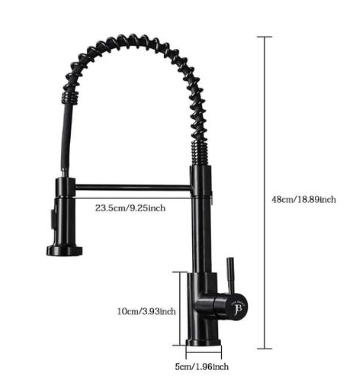 Jack Brown Pull Out Kitchen Mixer Tap With Hose - Black