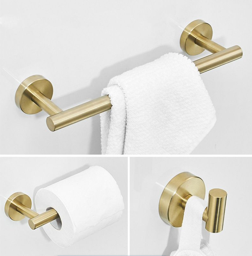 Jack Brown 5-Piece Round Bathroom Accessory Set - Gold