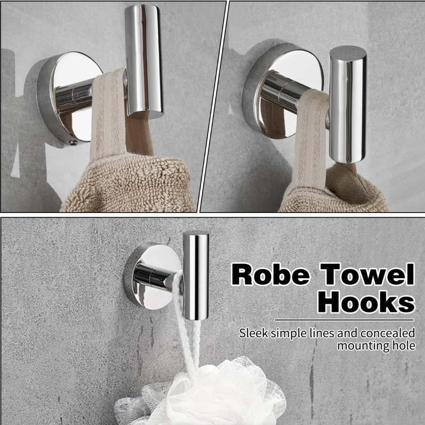 Jack Brown 5-Piece Round Bathroom Accessory Set - Silver