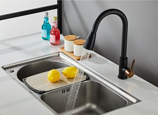 Jack Brown Stainless Steel Kitchen Pull Out Faucet - Black Rose