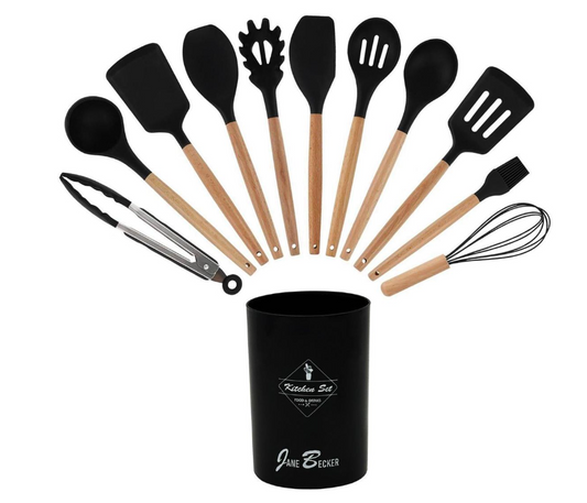 Jane Becker 12 Kitchen Utensil Set - Black