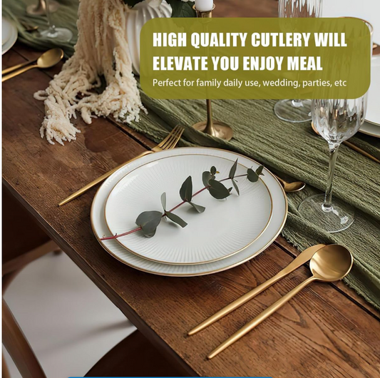 Jane Becker 24-Piece Stainless Steel Cutlery Set - Premium Quality - Gold