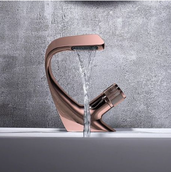 Jack Brown Basin Sink Mixer Waterfall Faucet Bathroom Tap - rose gold