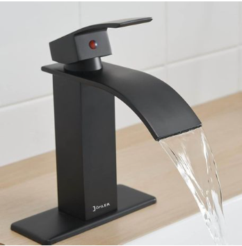 JOHLER Bathroom Faucet Tap Basin Mixer with Deck Plate & Hosepipes - Black