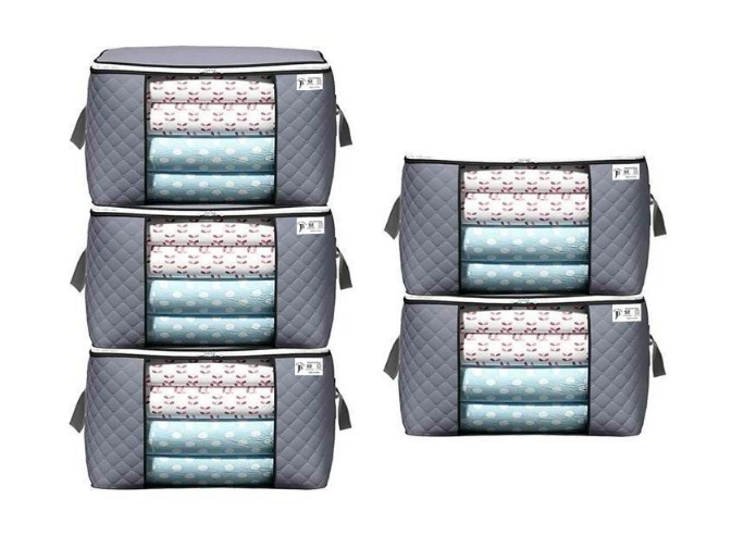 Jack Brown 5 Pack Large Closet Organizer Storage Bags for Bedding Blankets