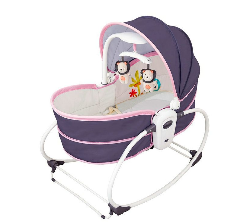 Jack Brown 5-in-1 Rocking Bounce Chair with Removable Bassinet and Melody Pink