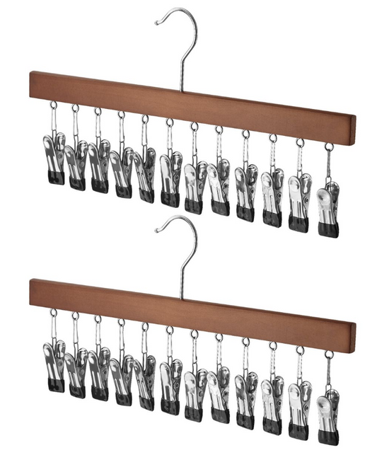 Jack Brown 2-Piece Multiclip Hanging Rack Clothes Dryin Hanger - Brown
