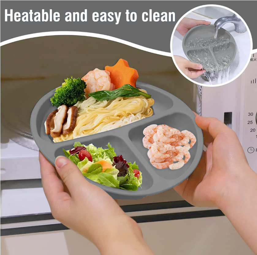 Jane Becker 10-Piece Silicone Baby & Toddler Feeding Set Grey