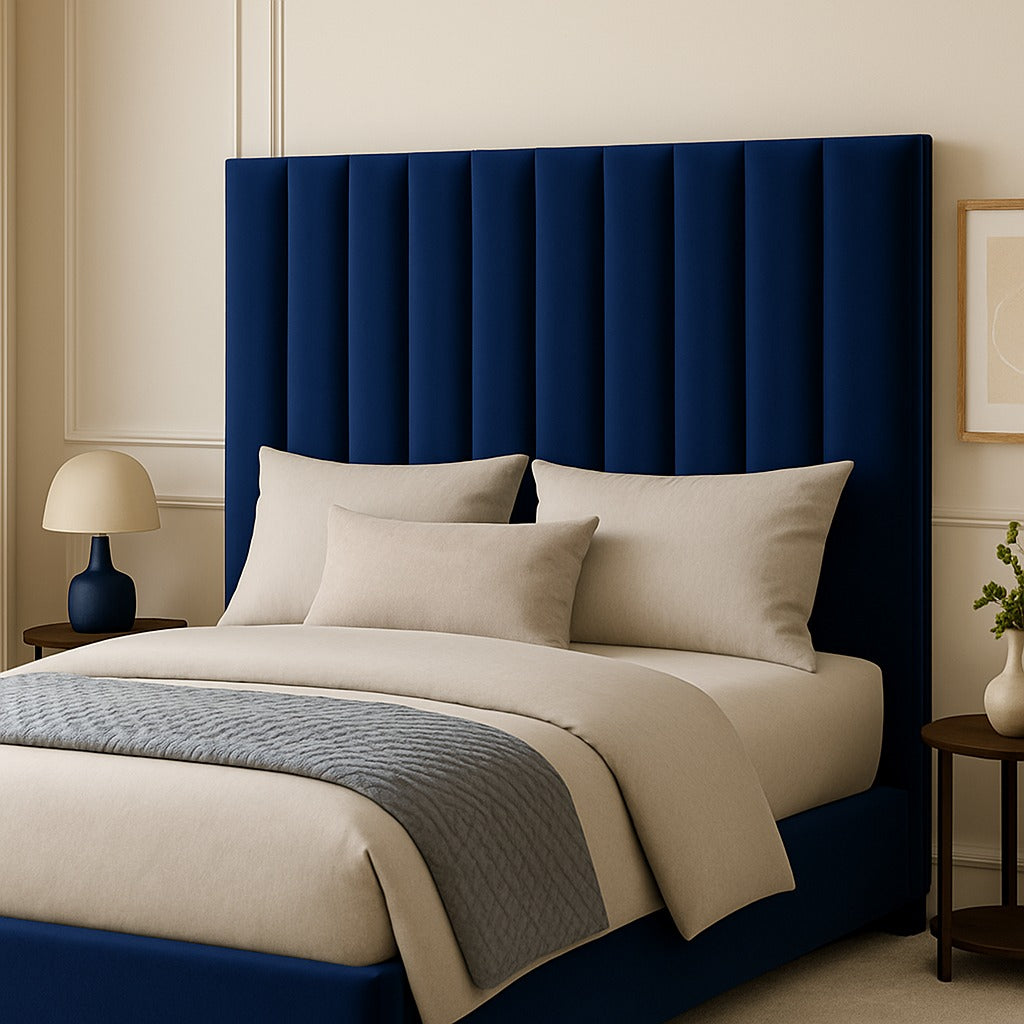JC Home Vertical Panel Velvet Headboard - Blue