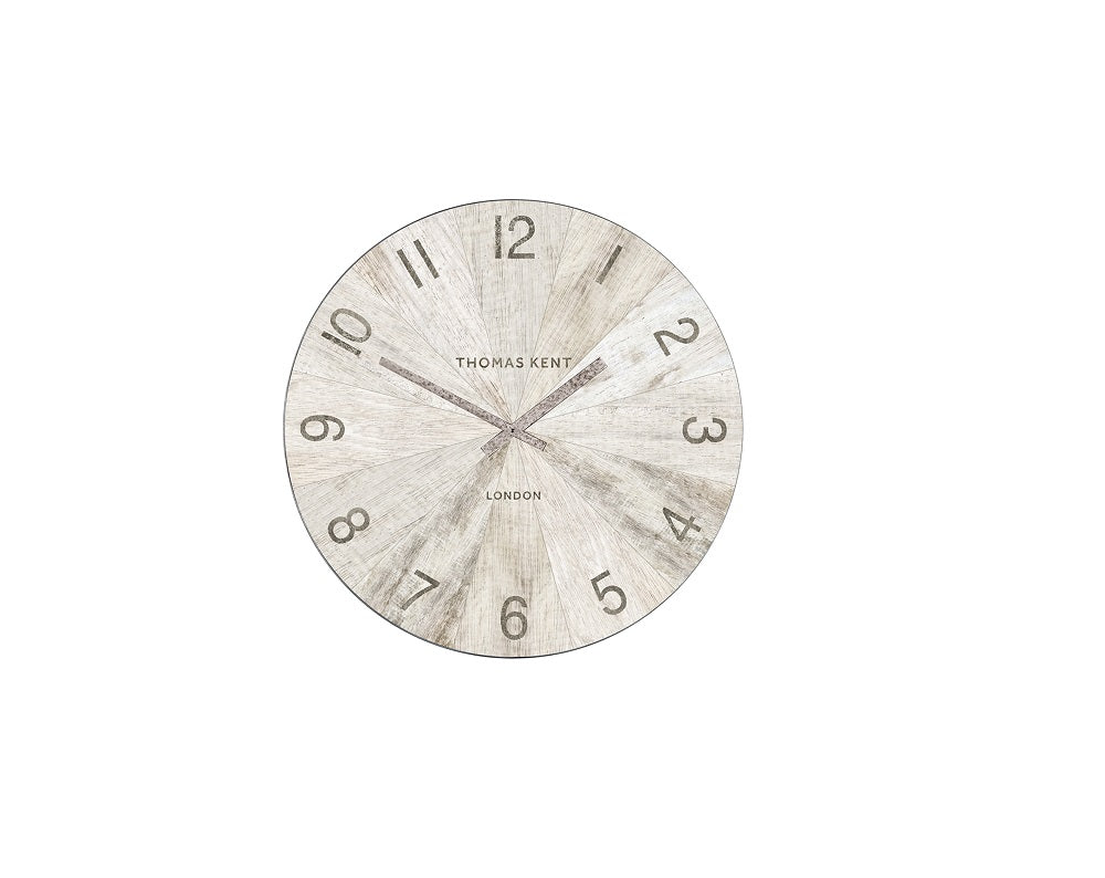 Thomas Kent 17.5cm Wharf Pickled Oak Open Face Round Wall Clock - White