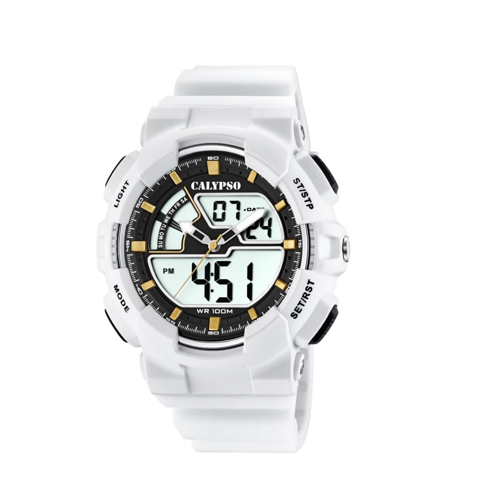Calypso Mens Digital & Analog Spots Watch - Black & White