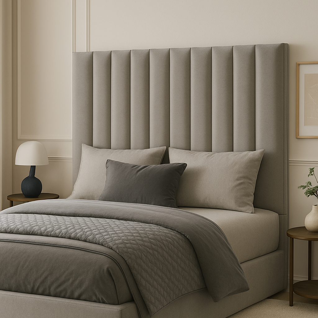 JC Home Vertical Panel Velvet Headboard - Grey