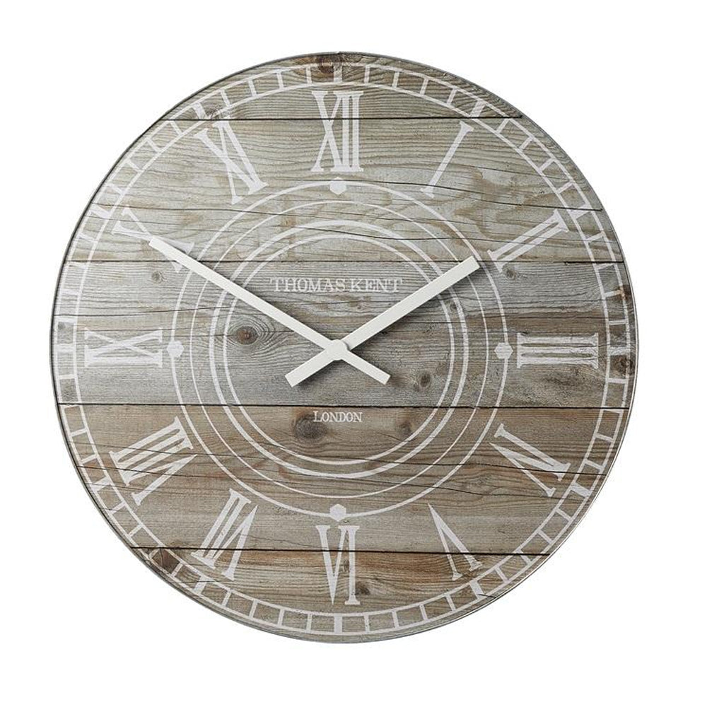 Thomas Kent 76cm Wharf Driftwood Mantel Round Wall Clock - Light Brown