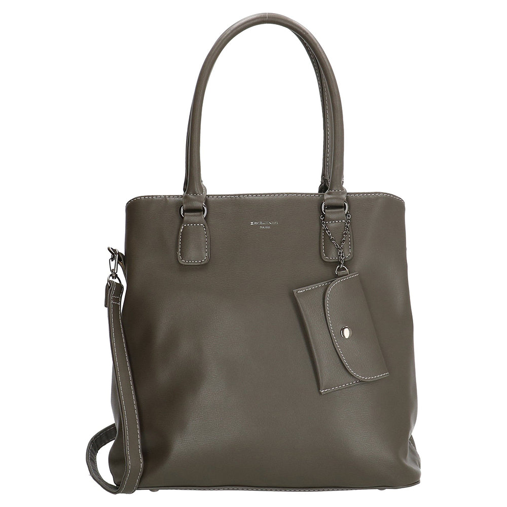 David Jones Paris Ladies PU Shoulder/Hand Bag - Dark Grey 5647-2