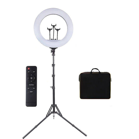 JB Luxx 21 Inch LED Dimmable Ring Light with 3 Phone Holders & Tripod Stand