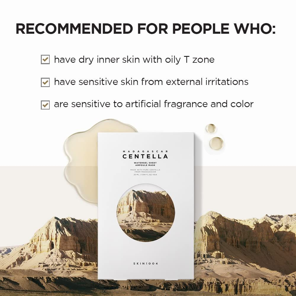 SKIN1004 Centella Watergel Sheet Mask - Hydrating Ampoule Serum Care (5 Pack)