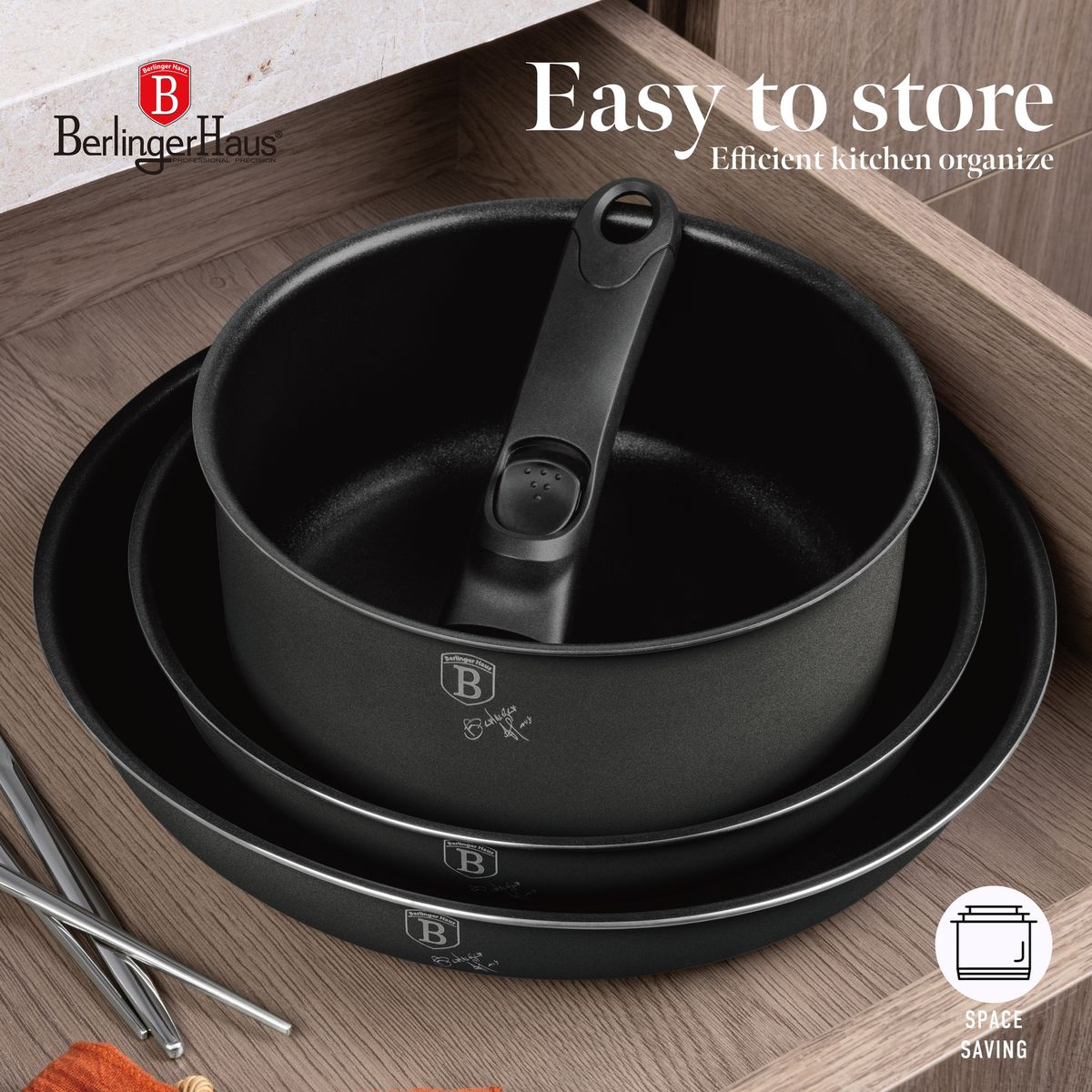 Berlinger Haus 10-Piece Titan Pro Non Stick Coating Oven Safe Cookware Set - Antracite Collection