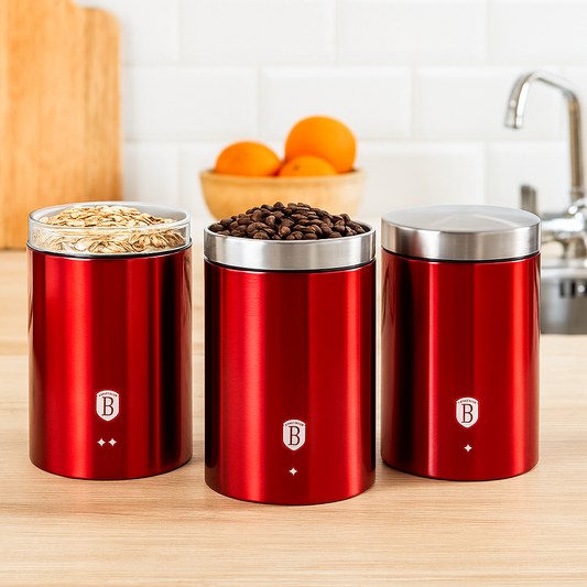 Berlinger Haus 3-Pieces Canister Set - Burgundy Metallic