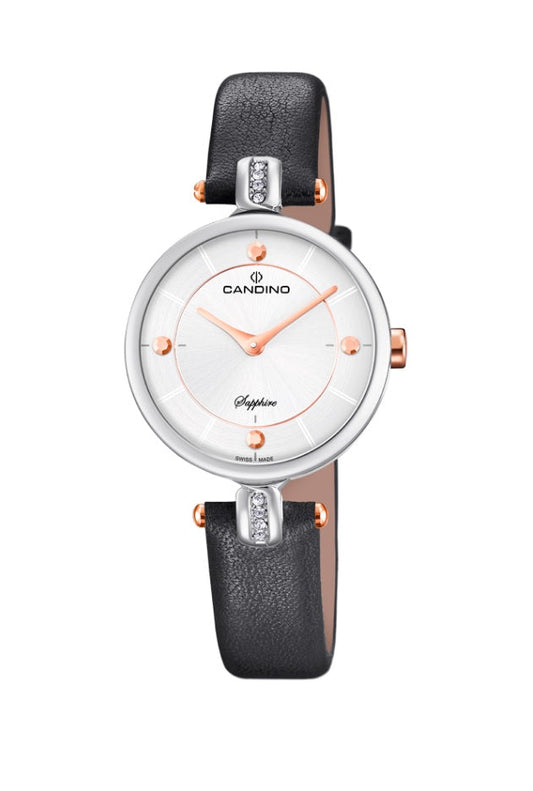 Candino Sapphire Swiss Made Ladies Leather Watch - Lady Elegance Grey