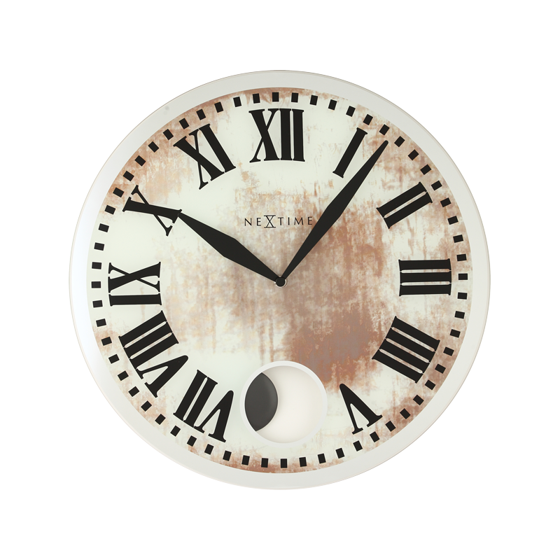NeXtime 43cm Romana Glass Round Wall Clock - White