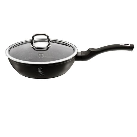 Berlinger Haus 24cm Marble Coating Deep Frypan - Black Silver