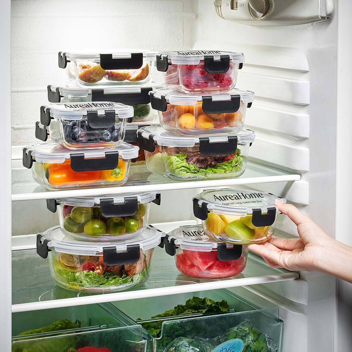 AureaHome 36-Piece Air-Tight Premium Glass Food Storage Set