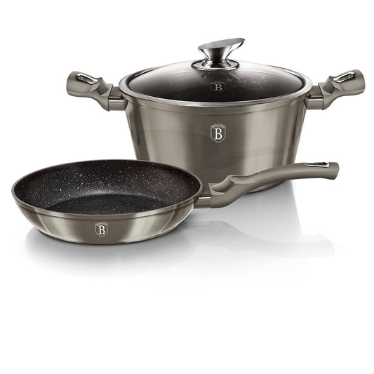Berlinger Haus 3-Piece Marble Coating Cookware Set - Carbon Metallic Line