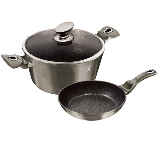 Berlinger Haus 3-Piece Marble Coating Cookware Set - Carbon Metallic Line