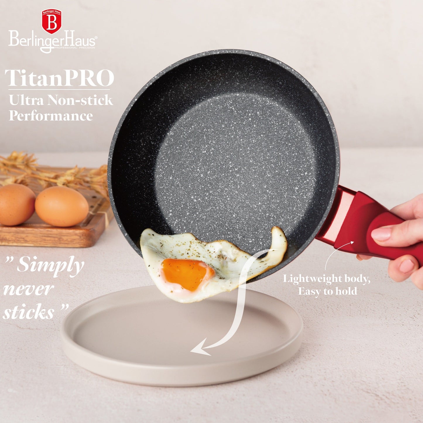 Berlinger Haus 3-Piece Marble Coating Fry Pan Set - Burgundy Metallic