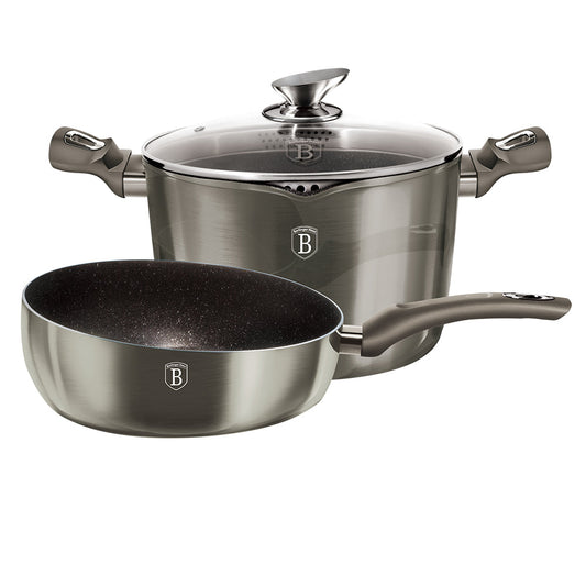 Berlinger Haus 3-Piece Marble coating Cookware Set - Carbon Metallic