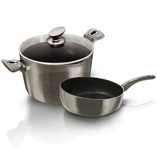 Berlinger Haus 3-Piece Marble coating Cookware Set - Carbon Metallic