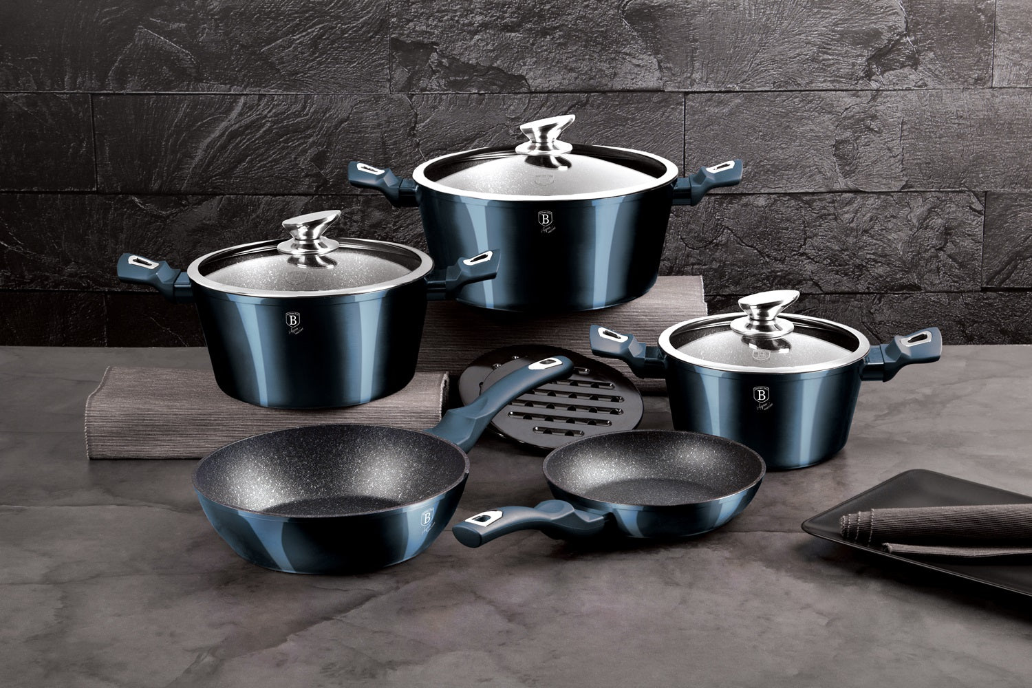 Berlinger Haus 10 Piece Marble Coating Cookware Set - Aquamarine Edition
