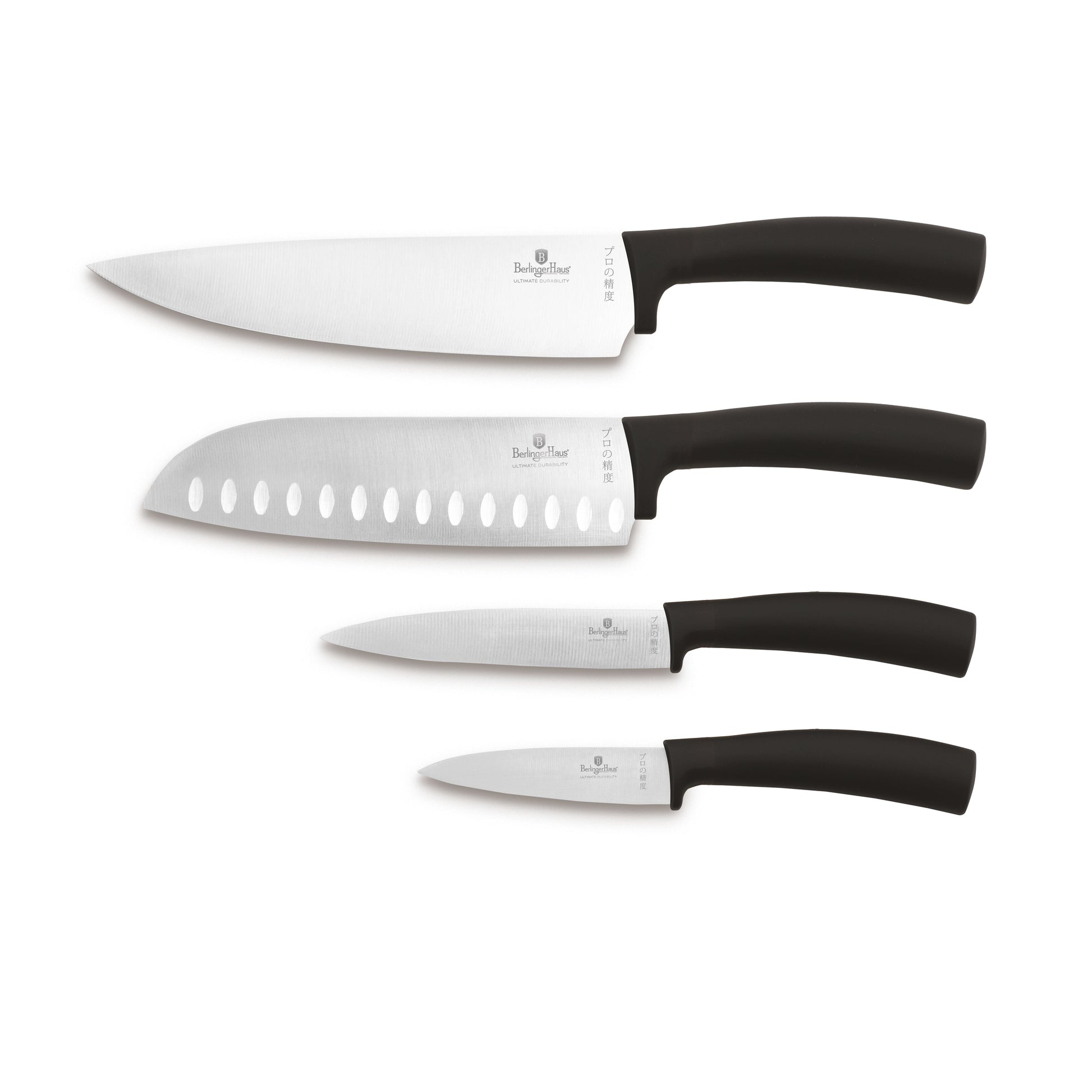 Berlinger Haus 4-Piece Stainless Steel Knife Set - Black
