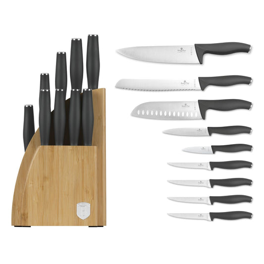 Berlinger Haus 10-Piece Knife Set with Bamboo Stand – Anthracite