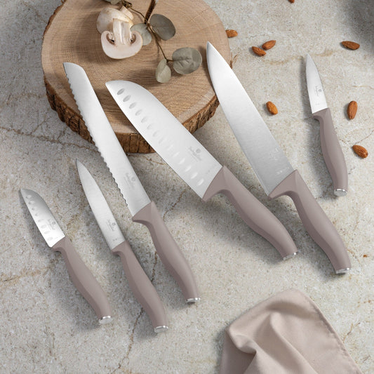 Berlinger Haus 6-Piece Stainless Steel Knife Set - Taupe