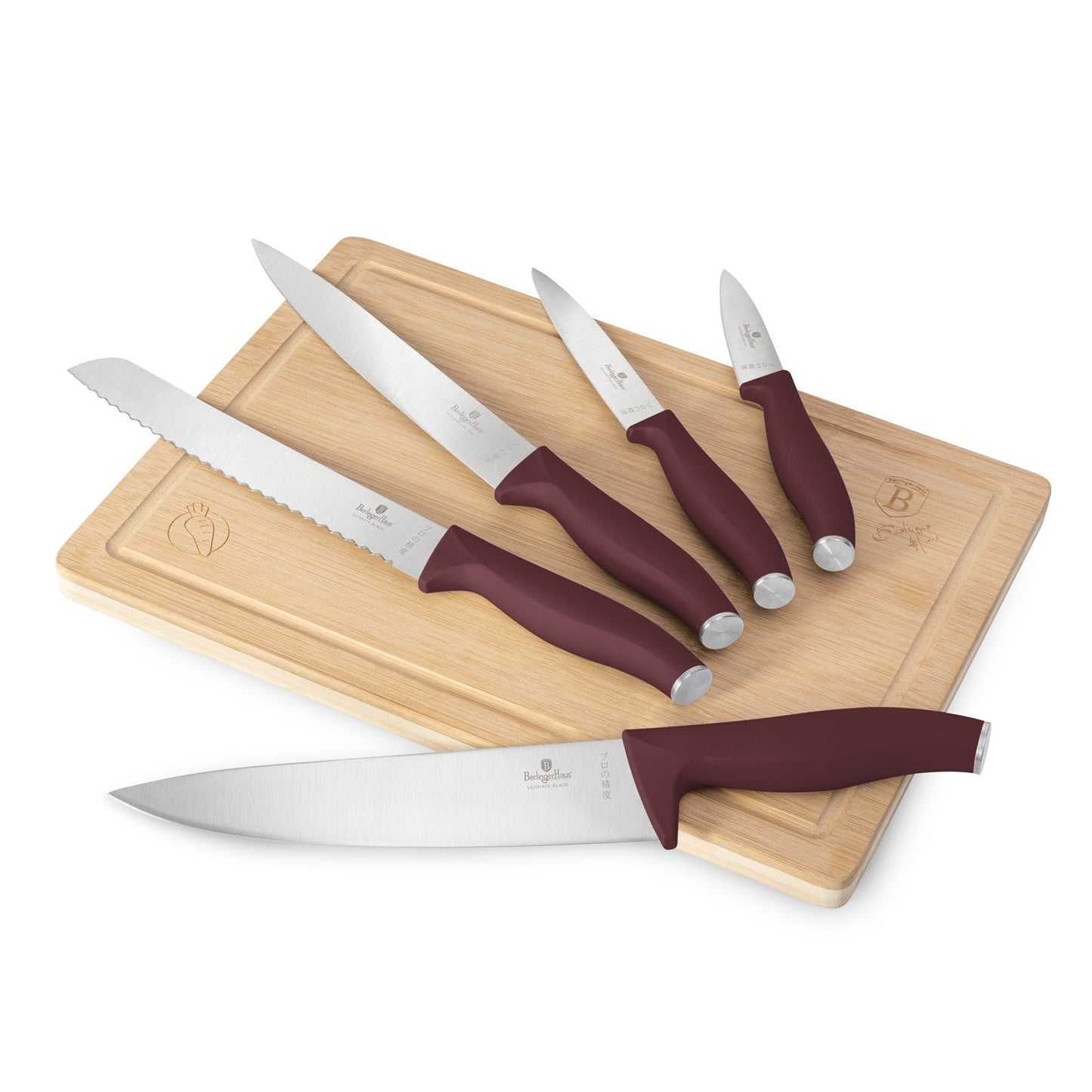 Berlinger Haus 6-Piece Stainless Steel Knife Set with Bamboo Cutting Board – Leonardo