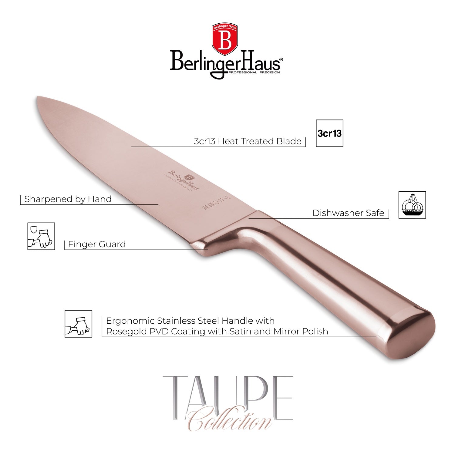 Berlinger Haus 4-Piece Stainless Steel Knife Set - Rose Gold