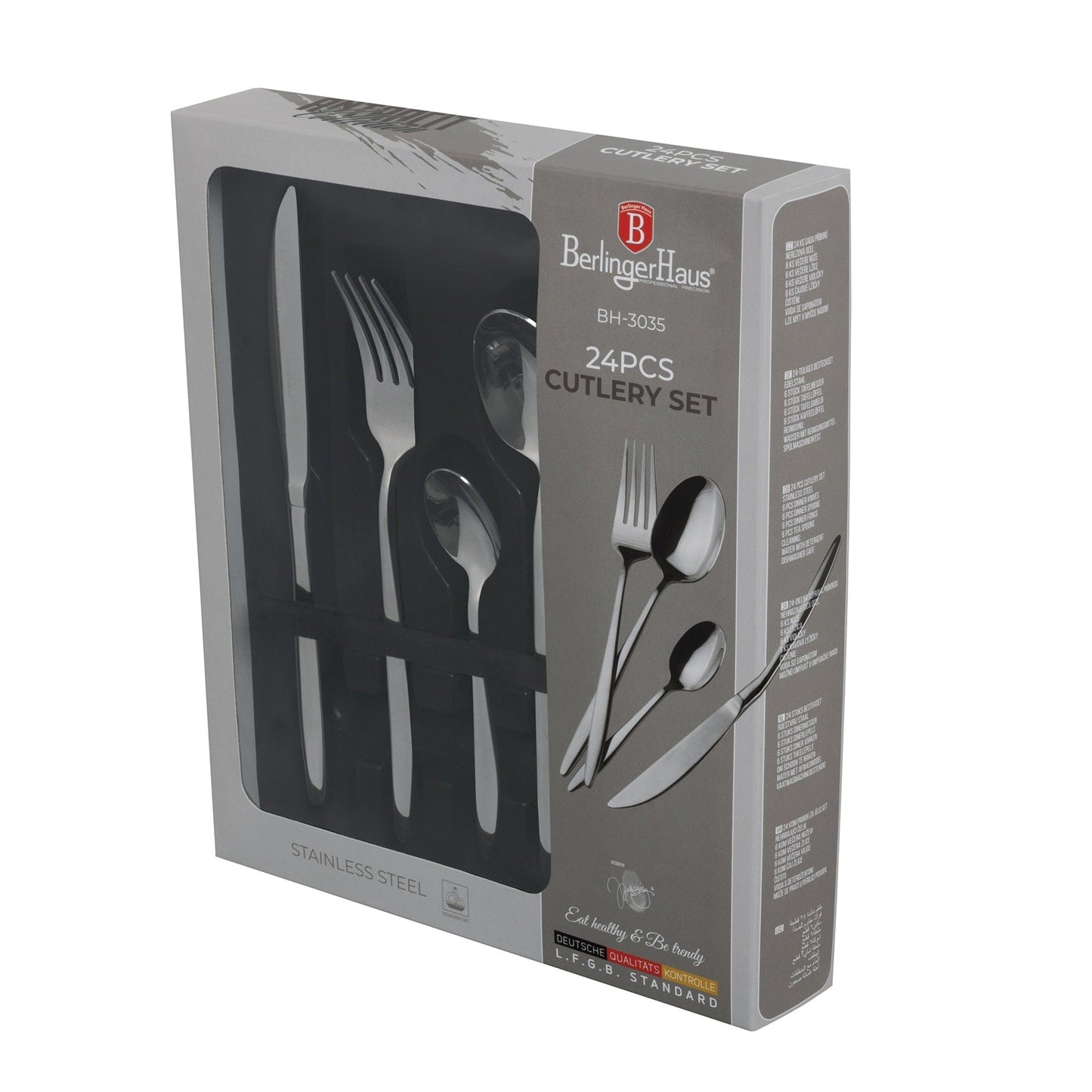 Berlinger Haus 24-Piece Stainless Steel Cutlery Set – Silver Mirror Polish
