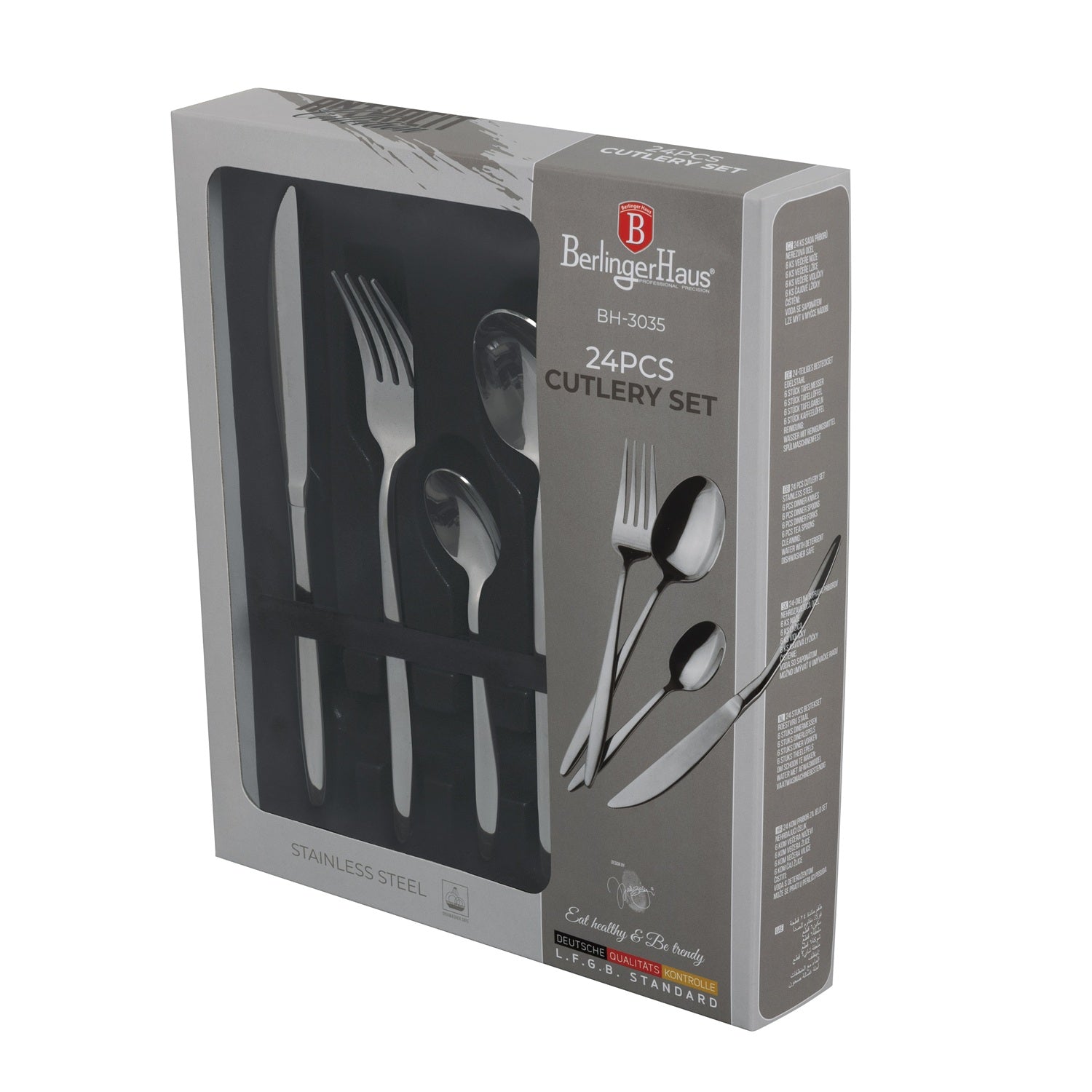 Berlinger Haus 24-Piece Stainless Steel Cutlery Set – Silver Mirror Polish