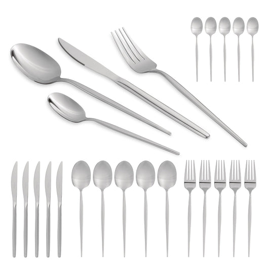 Berlinger Haus 24-Piece Stainless Steel Cutlery Set – Silver Mirror Polish