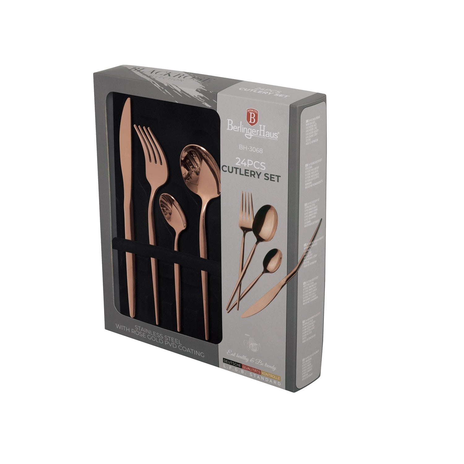 Berlinger Haus 24-Piece Stainless Steel Cutlery Set - Rose Gold