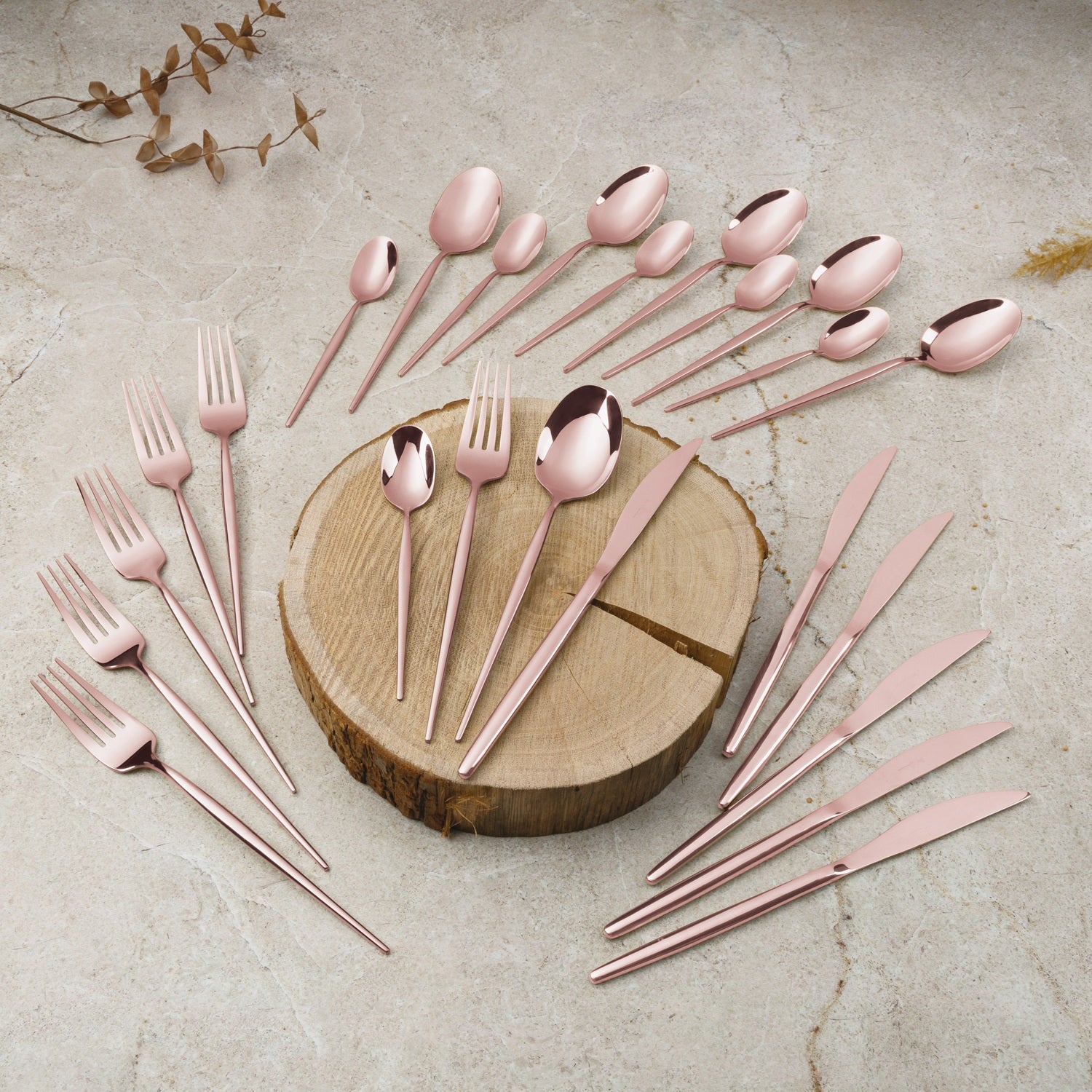 Berlinger Haus 24-Piece Stainless Steel Cutlery Set - Rose Gold