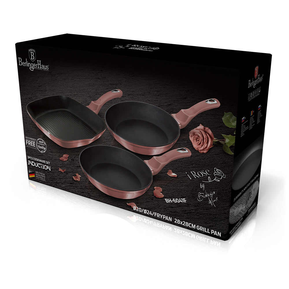 Berlinger Haus 3 pcs frypan set, I-Rose Edition