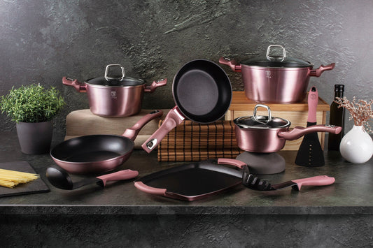 Berlinger Haus 12+2 Pieces Marble Coating Cookware Set - i-Rose Edition