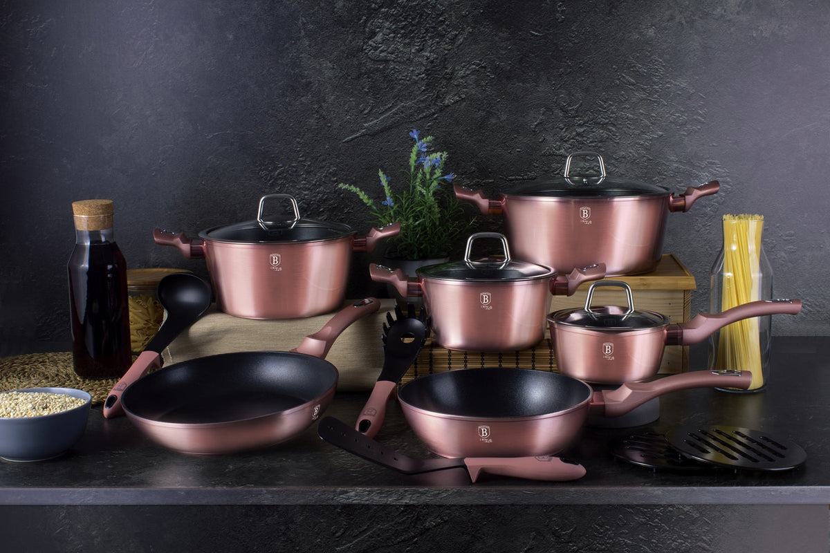 Berlinger Kit Berlinger Haus 15 Piece Marble Coating Cookware Set - i-ROSE – Brands HOC