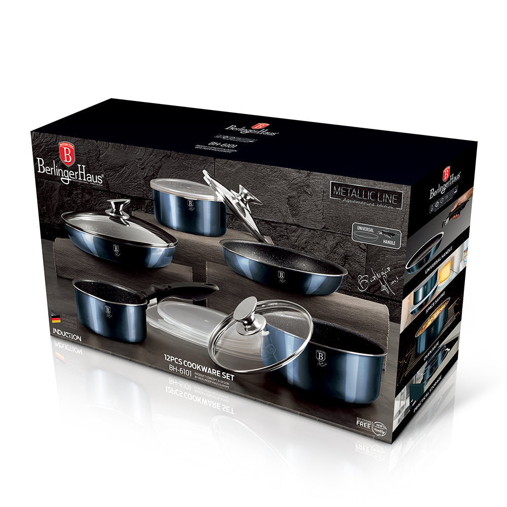Berlinger Haus 12 Piece Marble Coating Cookware Set - Aquamarine Edition