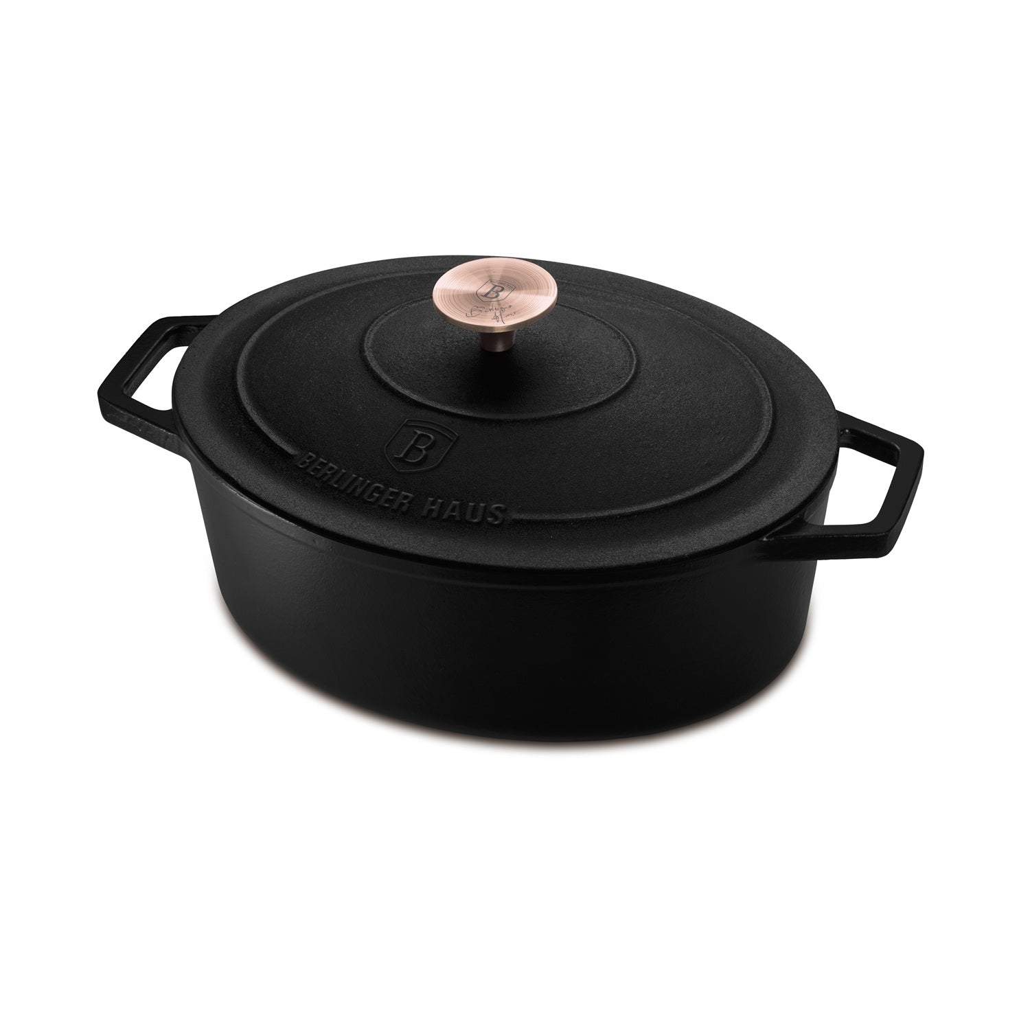 Berlinger Haus 32cm Oval Roaster Casserole - Cast Iron - Black Rose